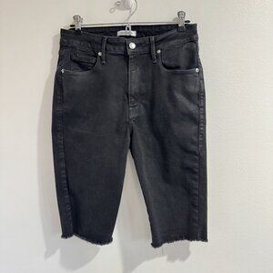 Good American Bermuda Shorts 8 / 29 Black Denim Jean Stretch Cut Off Stretch 90s